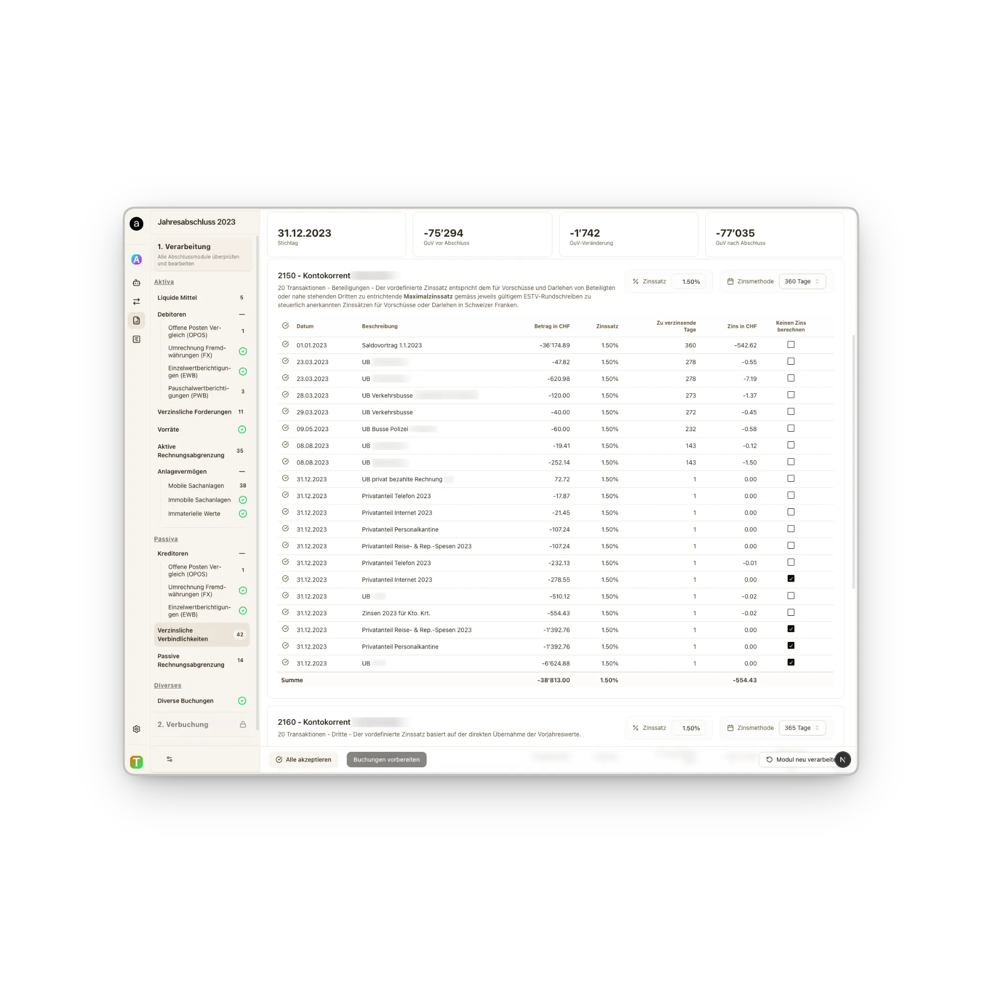 Arcarius Closing – Live-Bearbeitung von Abschlusspositionen