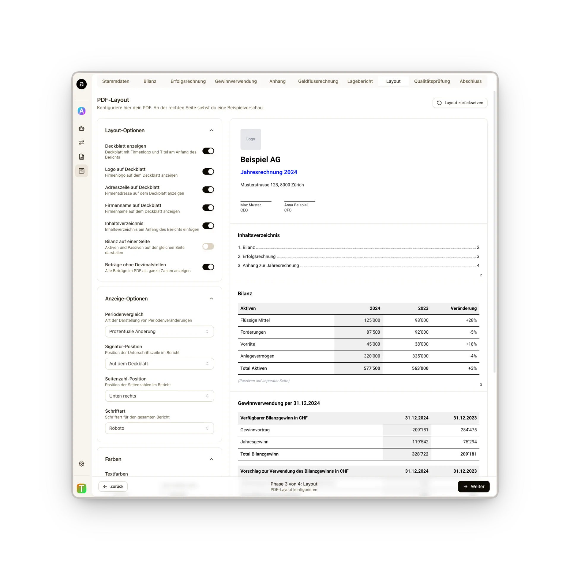 Arcarius Reporting – PDF-Export mit personalisiertem Deckblatt